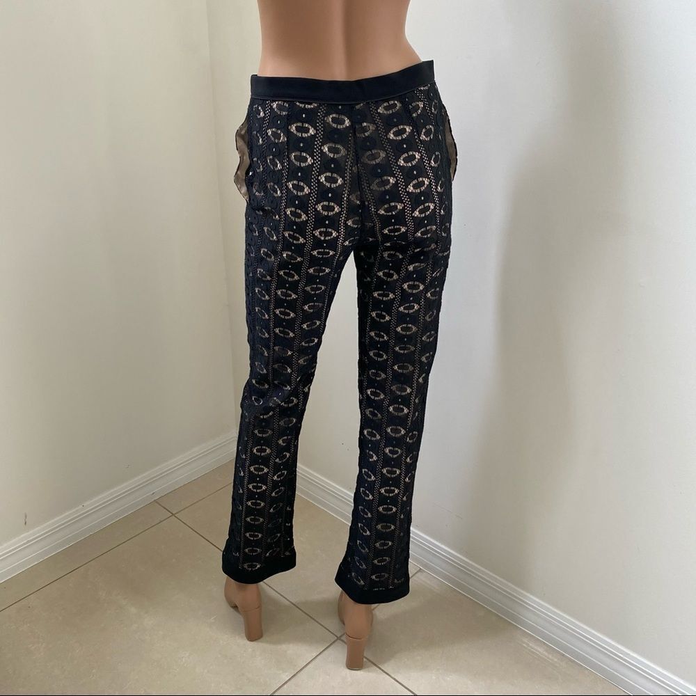 Sea New York Silk Black tan Lace Trouser Pants 2 - Picture 4 of 10